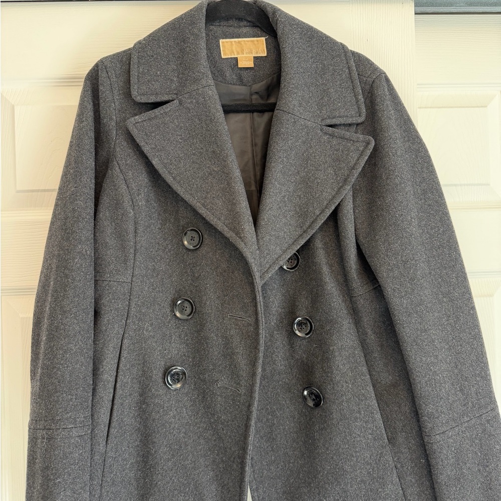 Michael Kors Charcoal Double-Breasted Pea Coat